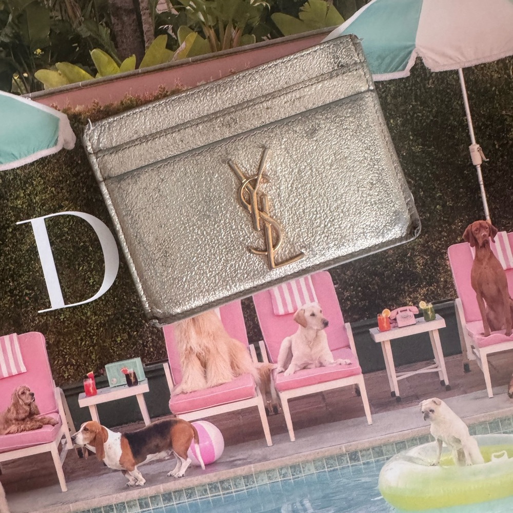 Saint Laurent Metallic Silver Card Holder